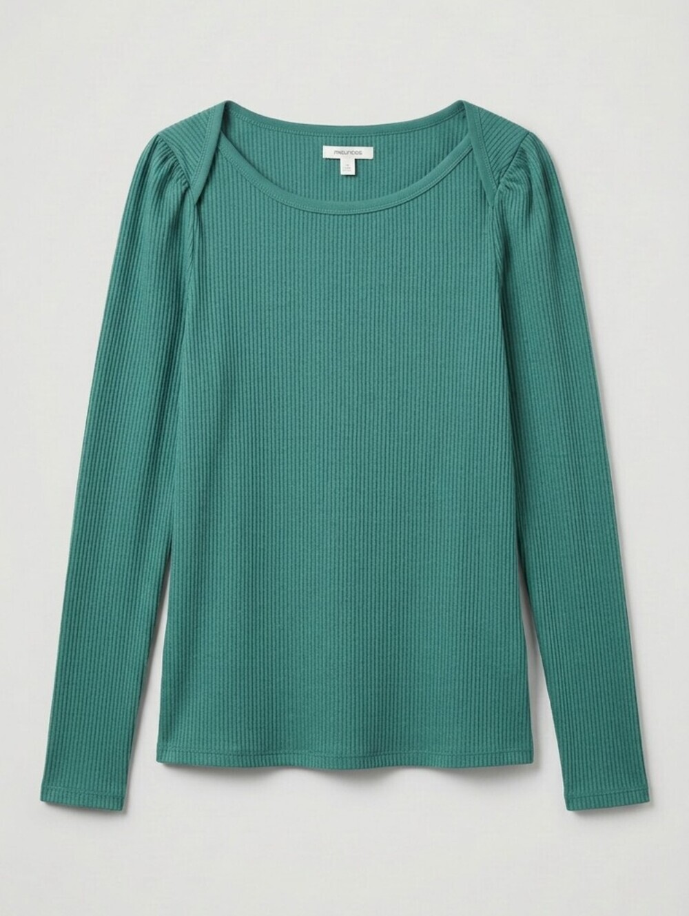 Kelly Green Ribbed Long-Sleeve Top Layering Cottagecore Festival Fall Colligate
